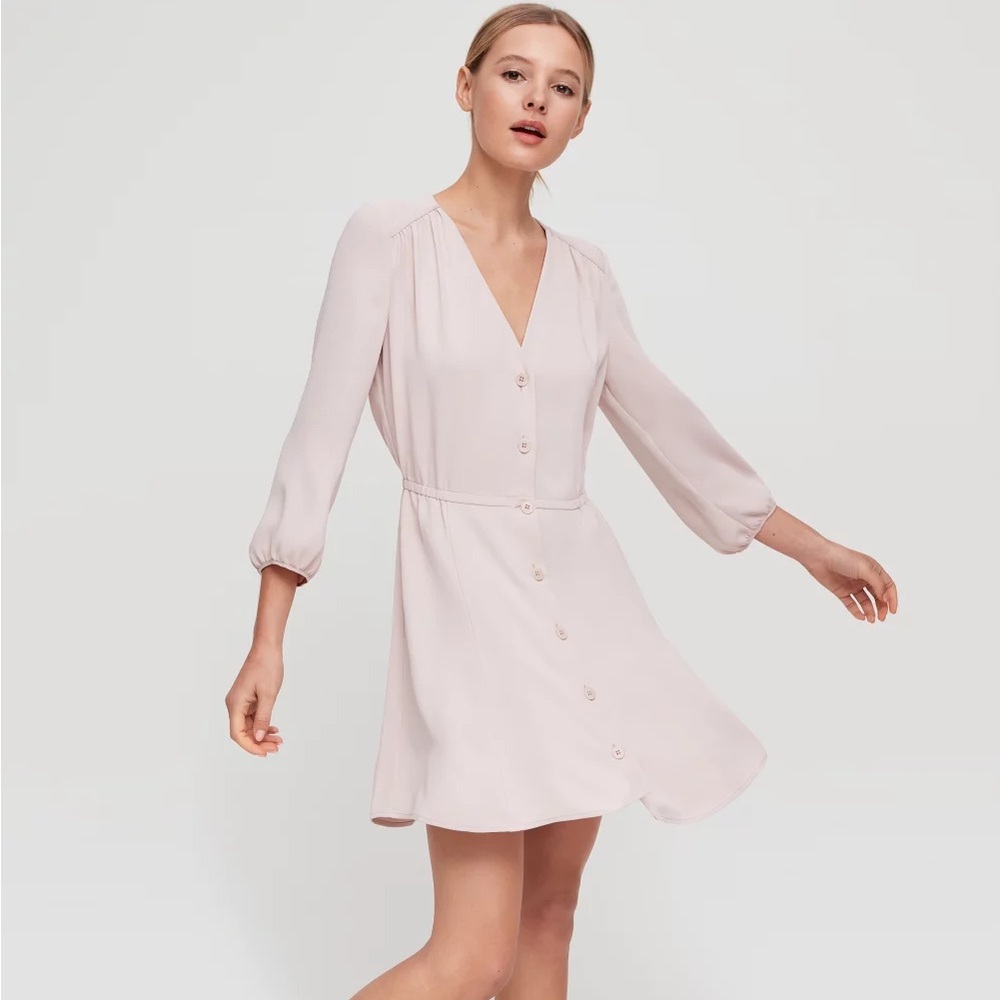 Aritzia Babaton Long Sleeve Light Pink Mini Dress